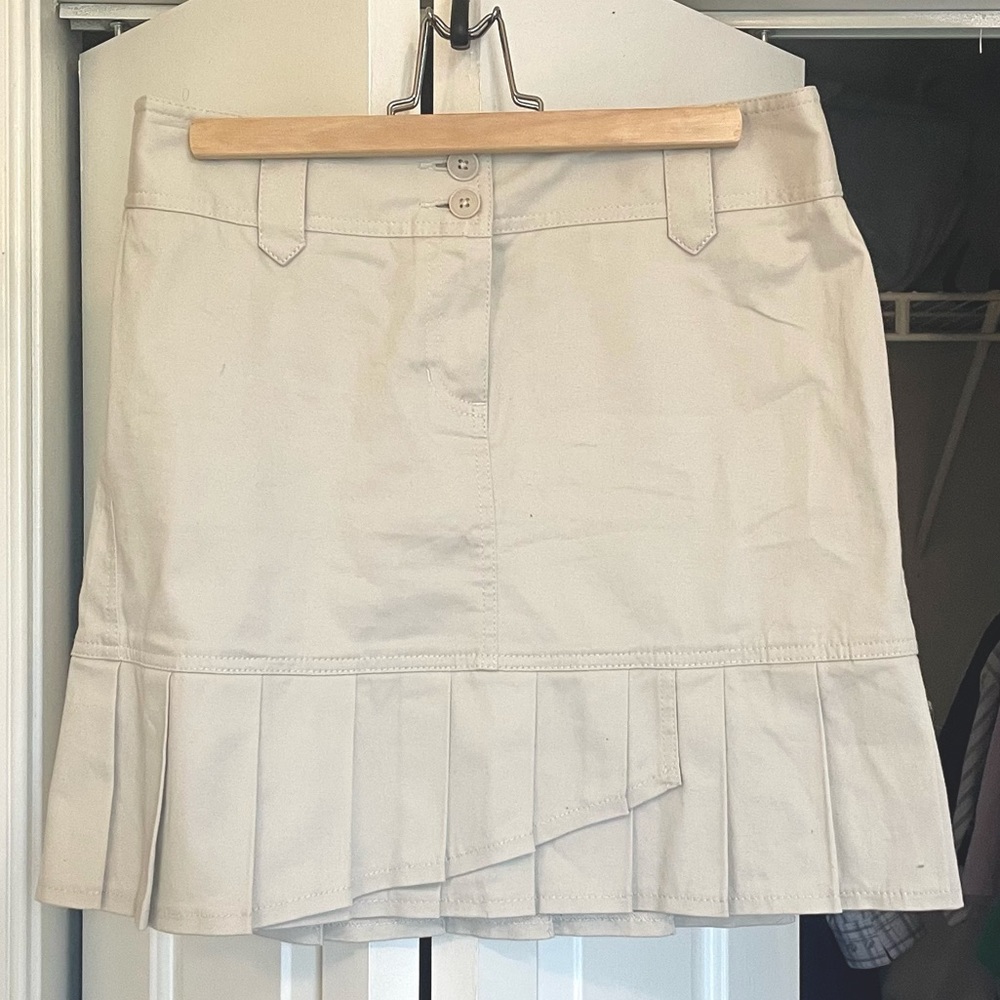 Ann Taylor size 6 khaki pleated skirt NWT beige mini skirt
